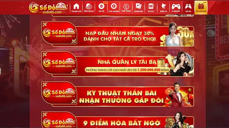 Các khuyến mãi Baccarat Sodo66