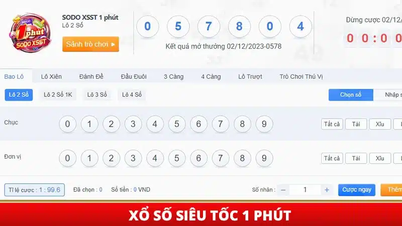 Xổ số siêu tốc 1 phút